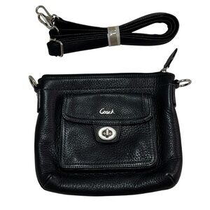 Coach Black Pebbled Leather Crossbody Bag with Turnlock